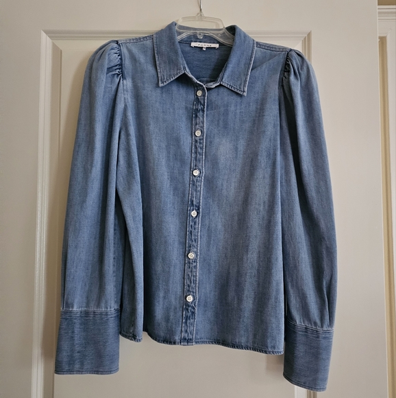 Frame Denim - Puff sleeve denim Voluminous top Size Medium. Excellent condition - Picture 2 of 10